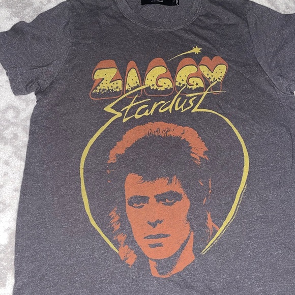 Junk Food Clothing Tops - Junk Food Clothing Ziggy Stardust Tee - Gray and Orange